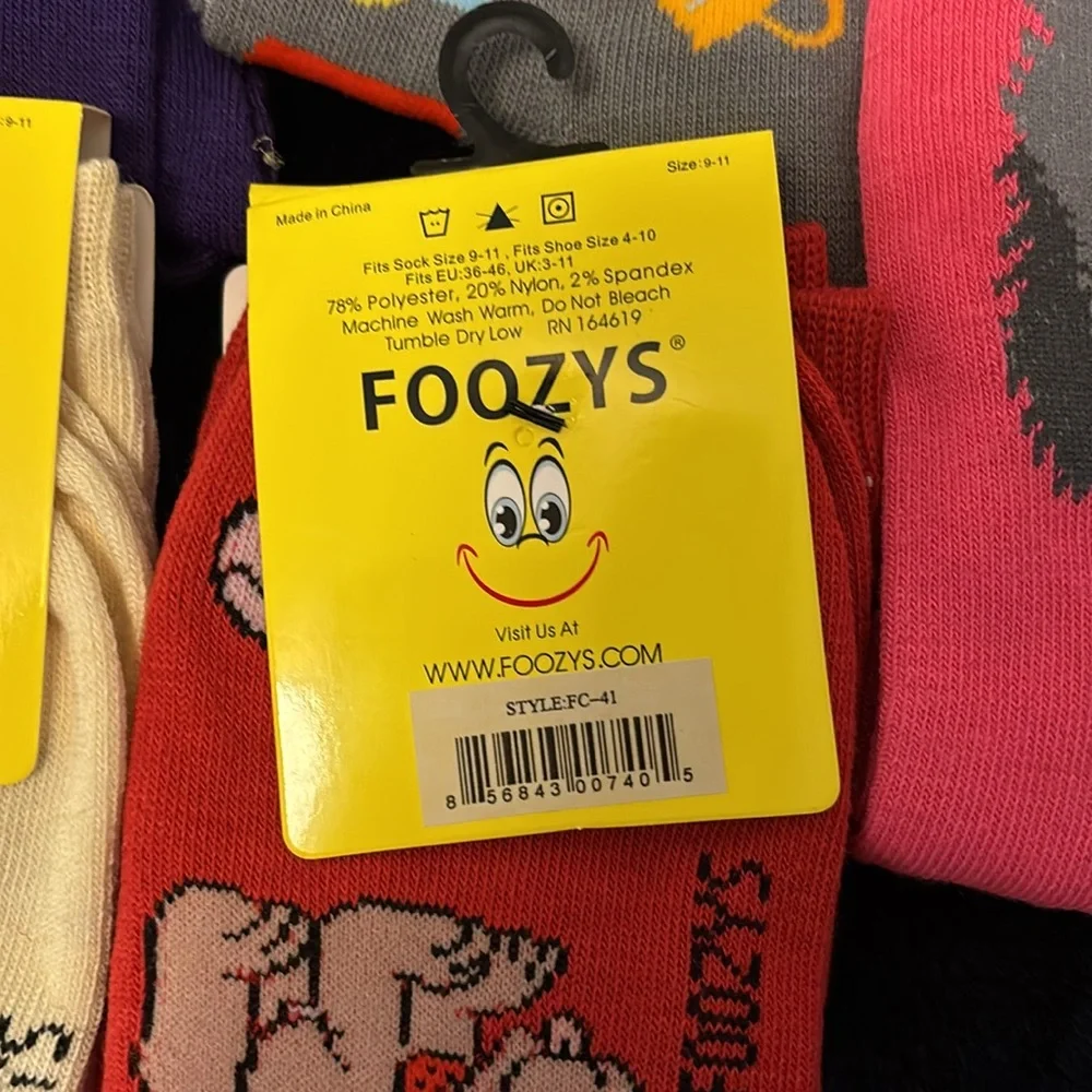9 Pairs of Foozys Funny Socks size 9-11